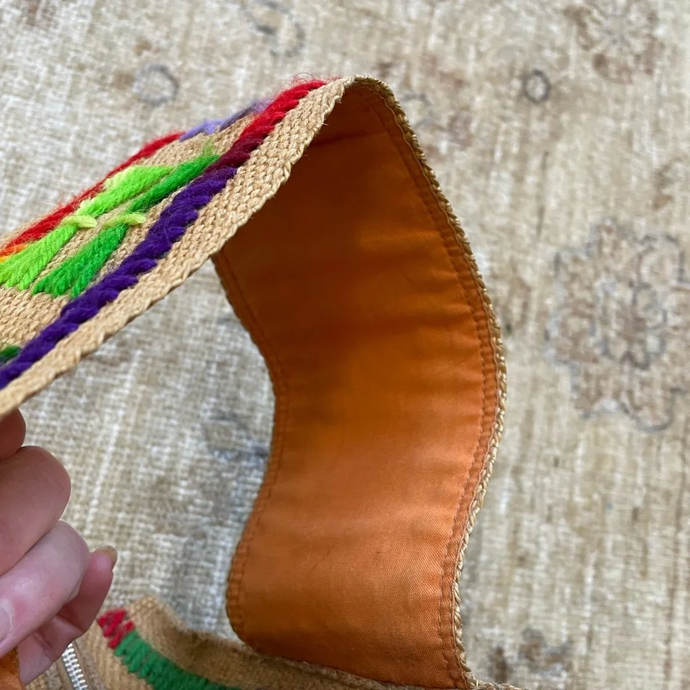 Vintage Colorful Burlap Bag. - Picture 11 of 14